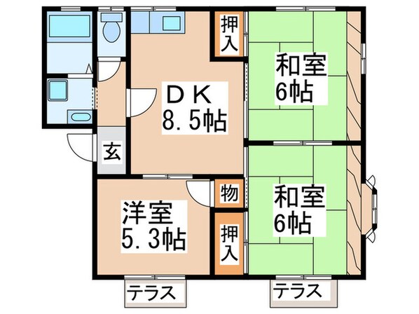 ドミ－ル稲田Ｂの物件間取画像